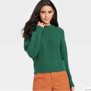 A New Day Women’s Green Crew Neck Ribbed Pull Over Sweater Size Large